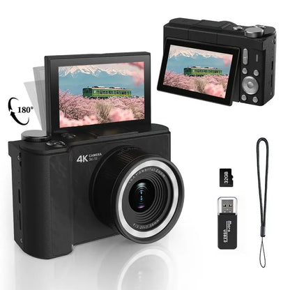 4K Digital Camera for Photography, Y2K Foldable Screen Portable Vlogging Camera