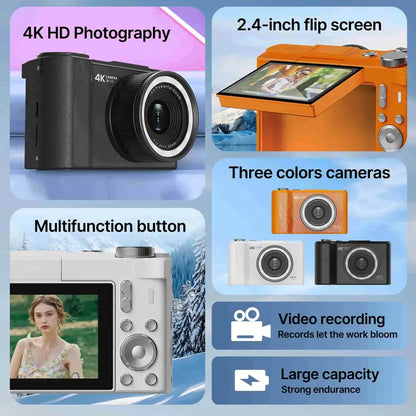 4K Digital Camera for Photography, Y2K Foldable Screen Portable Vlogging Camera